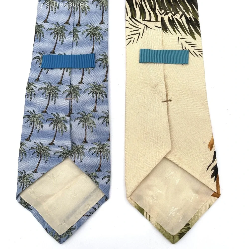 VTG Tommy Bahama 100% Silk Made in USA Hawaii Aloha Print Tie Set of 2